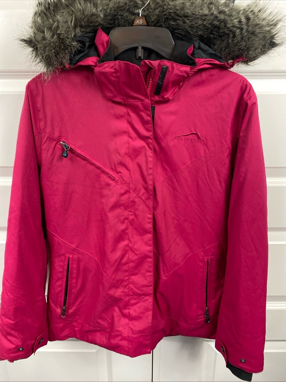 Ski Snow Waterproof Jacket Furry Hood Pink Women’s Small Lined Double Layer